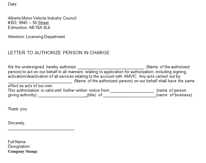 Authorization Letter For Representative To Transact Business from www.sampleletterword.com