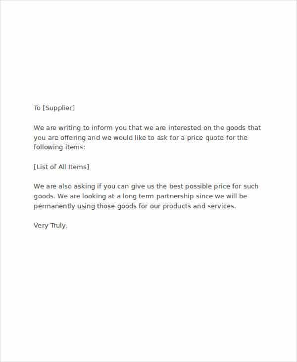 Quote Letter Template Word